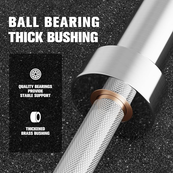 RitFit Elite 7ft Olympic Barbell, Robust 45lb Barbell for Weightlifting and Powerlifting, Superior Olympic Bar with Exceptional 500lbs Load Capacity, Weight Bar for 2” Standard Plates