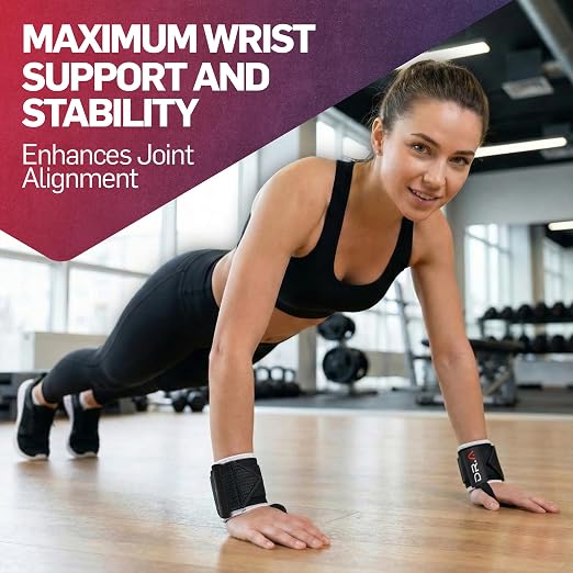Dr. Arthritis Weight Lifting Wrist Wraps with Thumb Loop, Heavy-Duty Wrist Straps for Weightlifting, Hybrid Training, Olympic Lifts & Calisthenics, Non-Slip Gym Wraps for Men & Women (Black&White)
