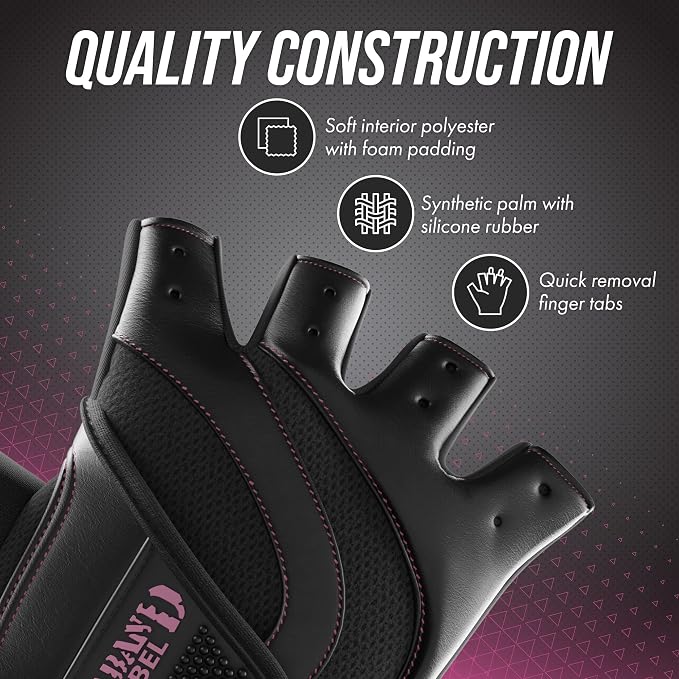 Contraband Pink Label 5437 Womens Extreme Grip Weight Lifting Gloves w/Heavy Rubber Padded Palm (Pair) - Heavy Duty Palm w/Griplock Silicone & Rubber Grip Pads for Gym Workouts