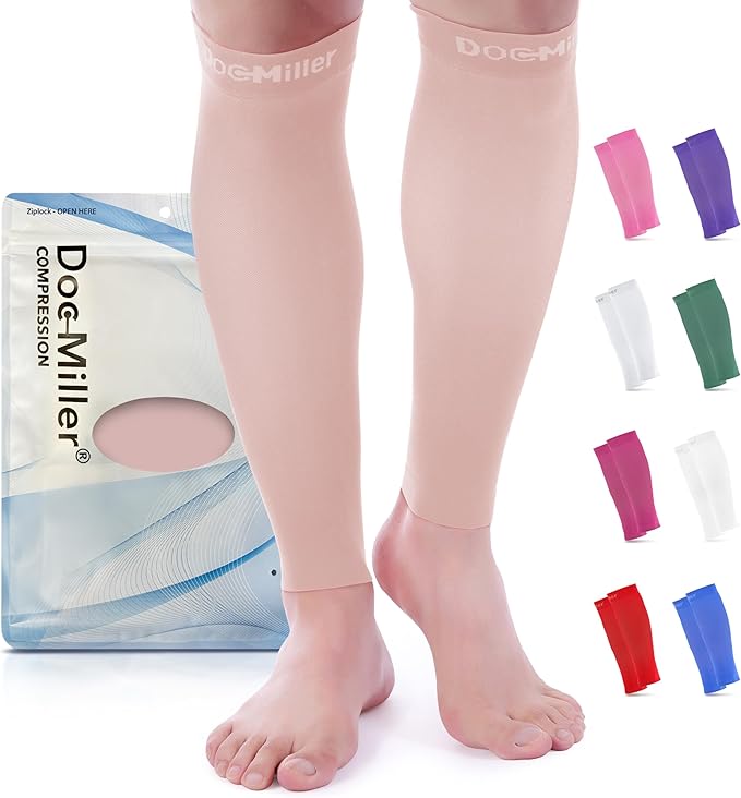 Doc Miller Compression Calf Sleeve for Men & Women, Premium Medical Grade, 15-20mmHg Graduated Support for Running, Calf Tear, Shin Splints, Knee High, Calf Sleeves, 1 Pair