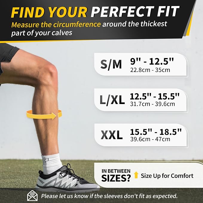 CAMBIVO Calf Compression Sleeve for Men Women Footless | Graduated Compression, Shin Splint Relief, Moisture Wicking, Running Standing Travel, 4D Knit Anti-Slip, Varicose Veins