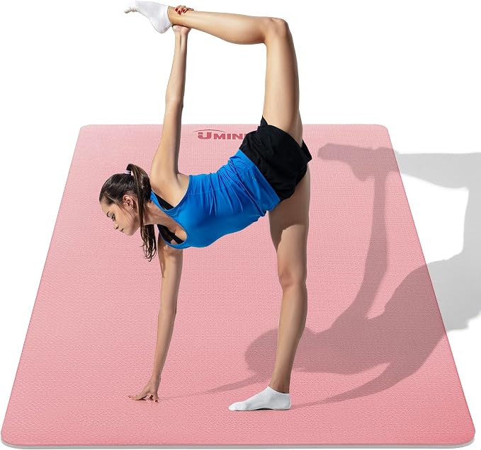 UMINEUX Large Yoga Mat for Men and Women 1/4 & 2/5 Inch Extra Thick TPE Fitness Mat for Home Gym Workout, Non-Slip, Eco Friendly Exercise Mat for Yoga, Pilates, Stretching, Meditation