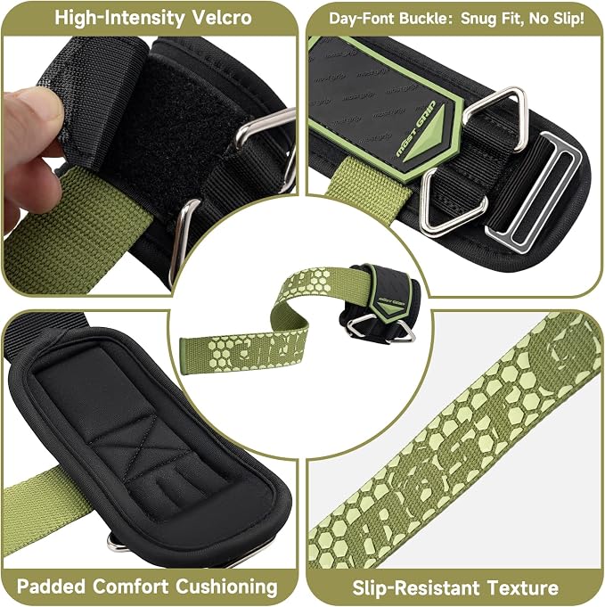 Drip Glue Non-Slip Wrist Straps for Weightlifting, 2-in-1 Lifting Straps with D Rings for Cable Machine Workout, 10mm Neoprene Padded Wrist Wraps for Weight Lifting Deadlift