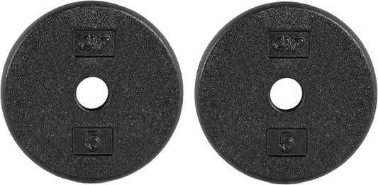 CAP Barbell Standard 1-Inch Cast Iron Weight Plates - Singles & Sets | 1.25-50 lbs | Multiple Options