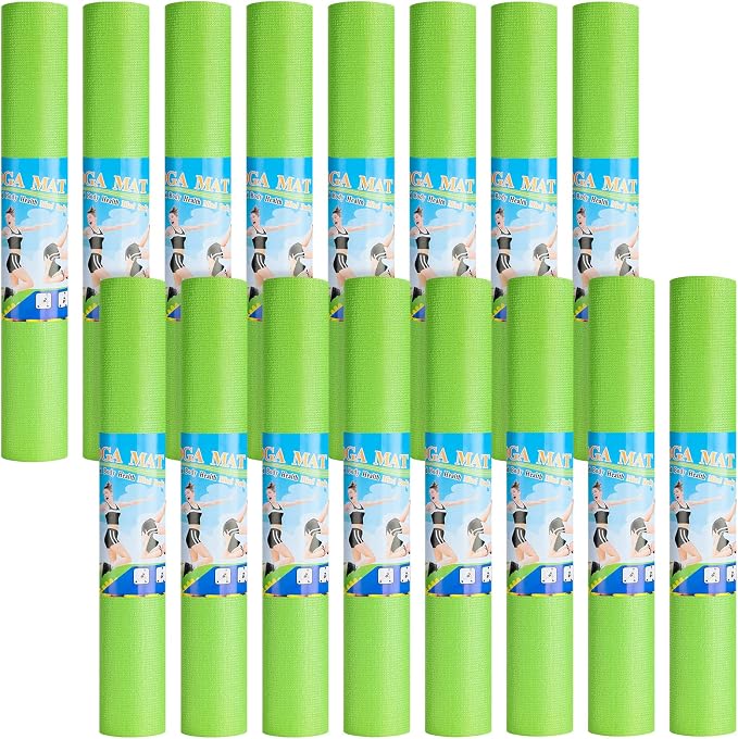 Funtery 3 mm Thin Yoga Mats Bulk, 68 x 24 Inches Lightweight PVC Exercise Mats Non Slip Workout Fitness Pads for Yoga Pilates Stretching Classes Gym Home Studio