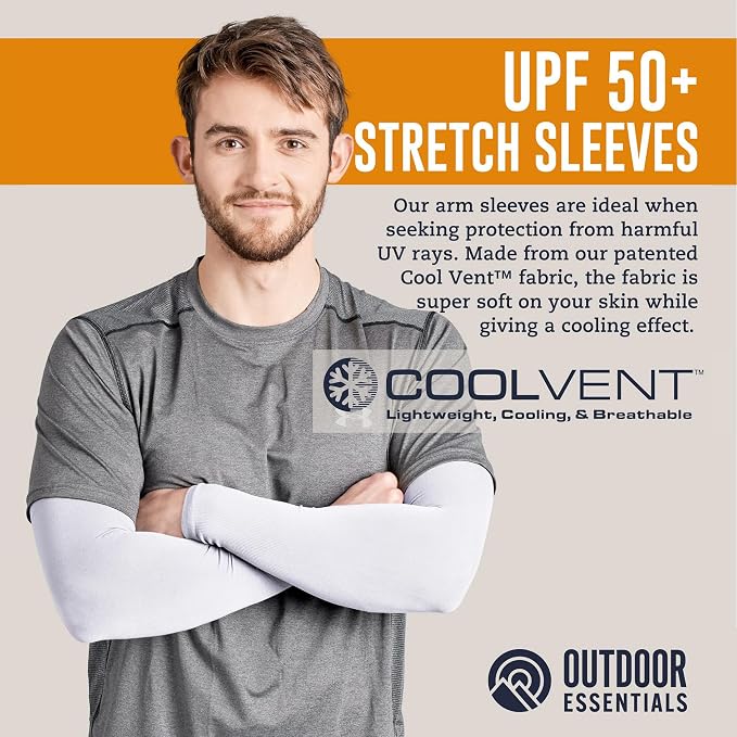 OutdoorEssentials UV Sun Sleeves for Men & Women, Cooling Arm Sleeves UPF 50+ | Golf, Tattoo Cover Up, Sun Protection