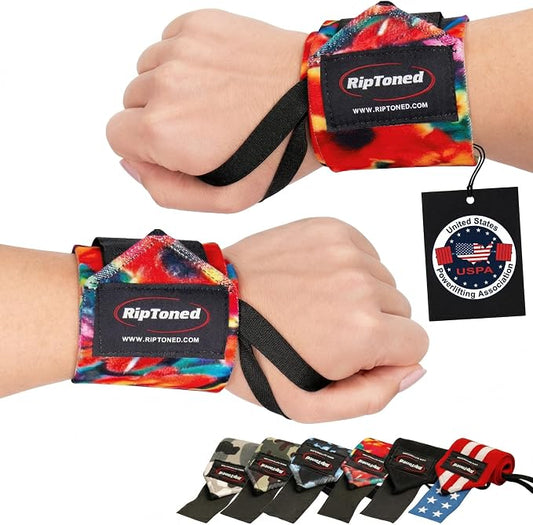 Rip Toned Wrist Wraps for Weightlifting – USPA & USAPL Approved – Stiff or Flex – 18" Gym Wrist Straps with Thumb Loop – Maximum Support for Men & Women
