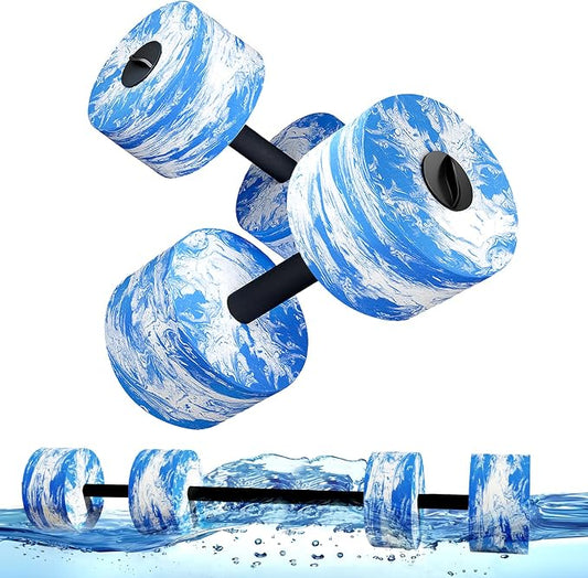 HAPBEAR 3-in-1 Aquatic Exercise Dumbbells, Adjustable Water Weights for Pool Exercise, High-Density EVA Foam Barbell for Water Aerobics Equipment, Physical Therapy & Joint-Friendly Strength Training
