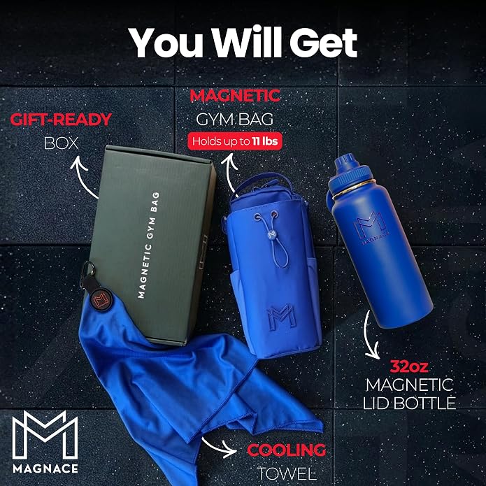Small Magnetic Gym Bag Bundle, Water Bottle Holder, Sling Bag for Men Women