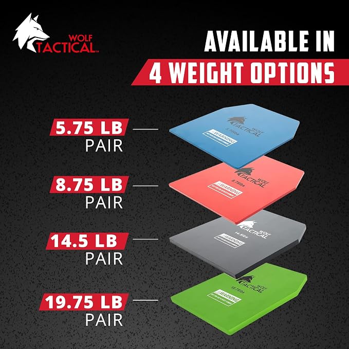 WOLF TACTICAL Weight Vest Plates - 5.75/8.75/14.5/19.75LB Pairs - WODs, Strength Training, Running, Heavy Workouts