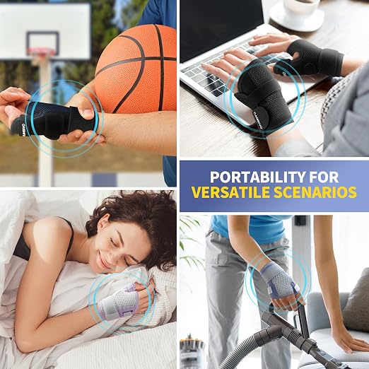 CAMBIVO Thumb Splint & Wrist Brace, Adjustable CMC Joint Pain Relief, Blue | Triple Adjustable Straps, Breathable Mesh, Open-Palm Design, Reversible Left/Right Fit, for Typing, Sleep, Daily Tasks