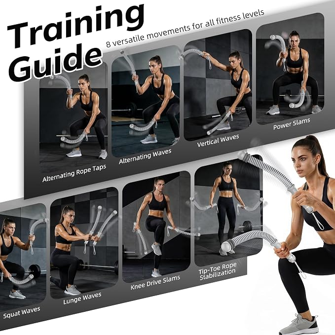 Upgrade Weighted Ropeless Battle Ropes, Adjustable Cordless Battle Rope – Portable Battle Ropes for Home Gym Workout, HIIT & Cardio Full Body Training Exercise Rope for Strength Training Men & Women