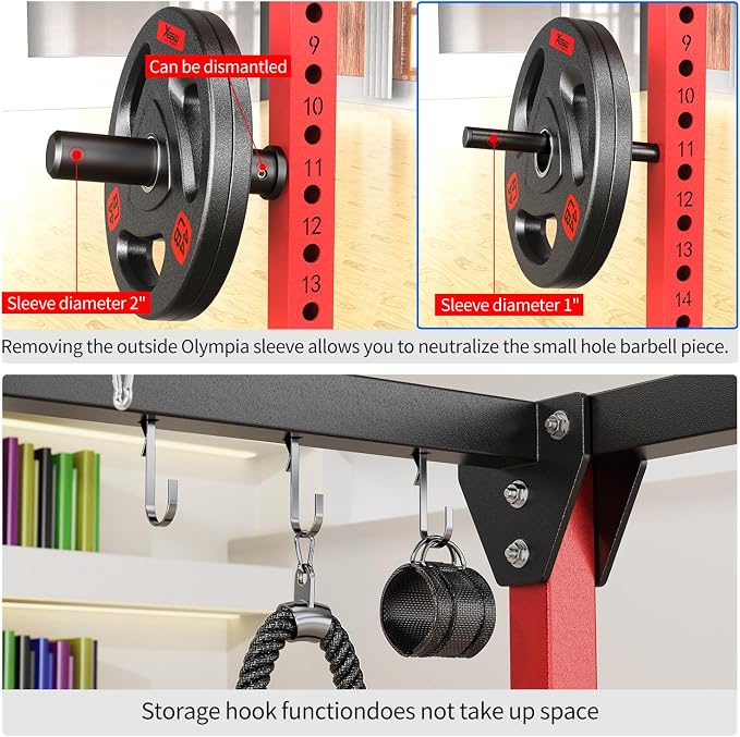 Power Rack Power Cage Multi-Function Squat Rack with Cable Crossover System Selectable More Training Attachment Power Rack for Garage & Home Gym