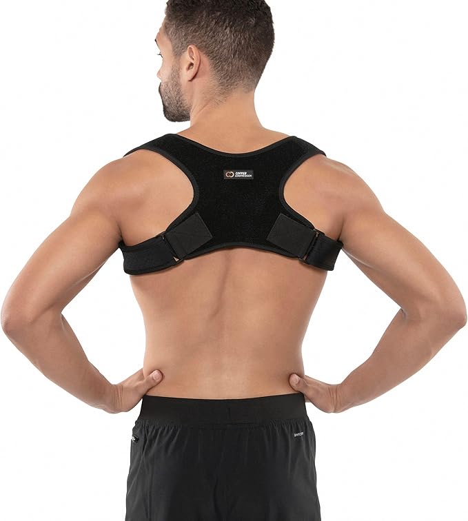 Copper Compression Back Brace Posture Corrector for Women and Men. Copper Infused Shoulder Straightener, Adjustable Upper Back Support for Relief, Scoliosis, Hunchback, Hump, Thoracic, Spine, Pain