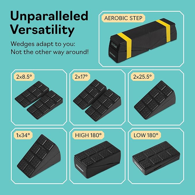 Squat Wedge Block Set of 3/5 - 960 LBS Capacity - Slant Board for Calf Stretching with 5 Stackable Angles - Calf Stretcher Slant Board - Workout Equipment - EPP Material for Exercise Equipment & Physical Therapy
