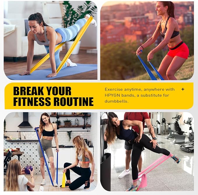 HPYGN 3 Levels Non-Latex Exercise Bands for Physical Therapy & Yoga, Professional Resistance Bands Set for Working Out, Strength Training, Pilates & Rehab, TPE Elastic Stretch Bands for Seniors, Women