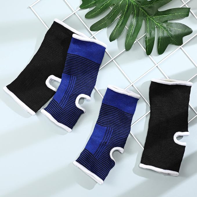 Haysandy 4 Pieces/ 2 Pair Kids Ankle Support Brace Elastic Kids Compression Socks Knitted Ankle Sleeve for Jogging Running Fitness(Black, Dark Blue,5-10 Years)