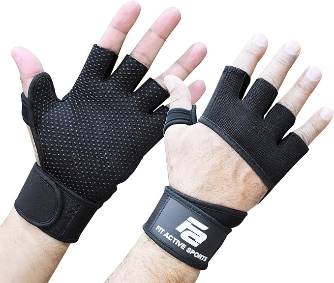 RX2 Weight Lifting Workout Gloves with Built-in Wrist Wraps - Gym Gloves with Wrist Support Durable Non-Slip Palm Padding to Avoid Calluses - for Men & Women