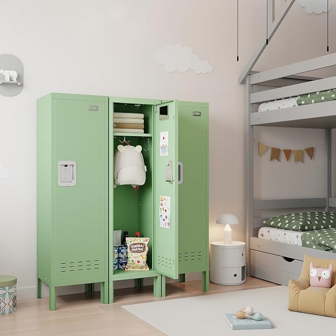 BUTISOW Metal Storage Locker with Lock & Card Slot Locker - Secure Lockable Door - Steel Locker for School, Office, Gym, Home - 54" H x 15" W x 15" D（1 Door, Mint）
