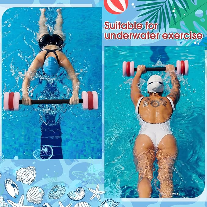 Soulchen Long Aquatic Exercise Dumbbells Pool Exercise Foam Water Weights Dumbbell Aquatic Pool Barbells with High Density EVA Foam for Swim Water Aerobics Workouts Loss