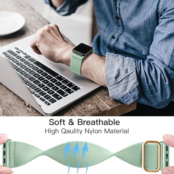 Lerobo Braided Band Compatible with Apple Watch Series 11 10 9 8 7 46mm 45mm 41mm Ultra SE 3 2 1 49mm Series 6 5 4 3 44mm 40mm 38mm 42mm Men iWatch Bands Women Stretchy Nylon Solo Loop Sport Strap