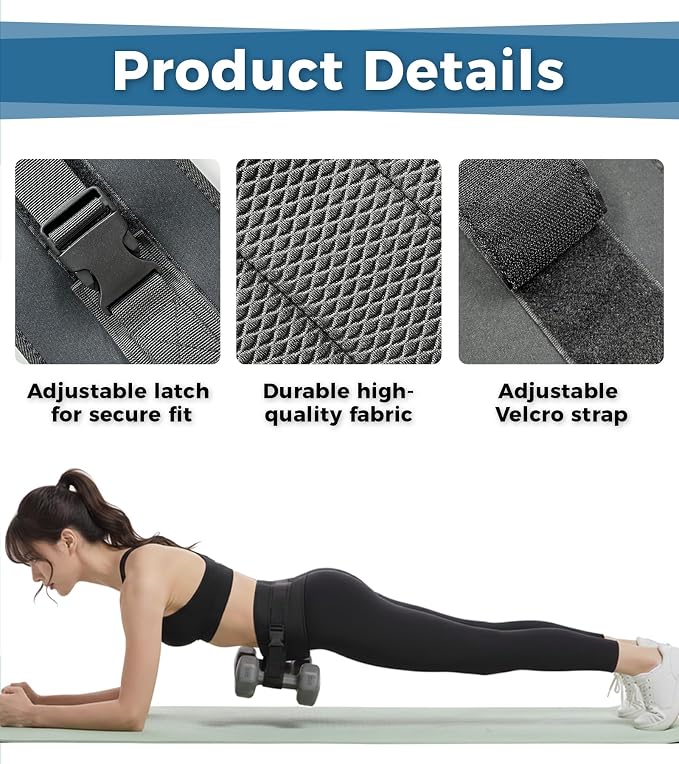 Hip Thrust Belt for Dumbbells, Kettlebells & Plates, Adjustable Booty Belt with Slip-Resistant Padding, Comfortable Glute Bridge Weight Belt for Home & Gym Workouts