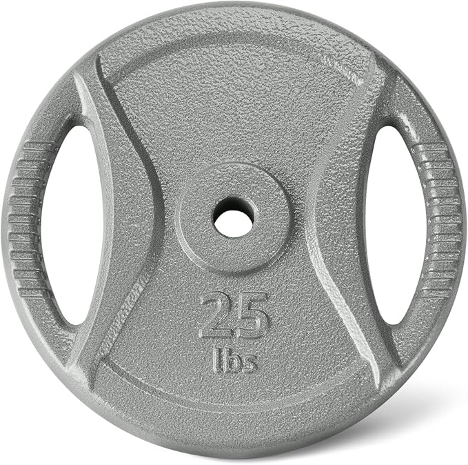 Amazon Basics 1-Inch Grip Weight Plates, Cast Iron, Strength Training, Home Gym