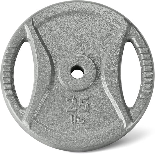 Amazon Basics 1-Inch Grip Weight Plates, Cast Iron, Strength Training, Home Gym