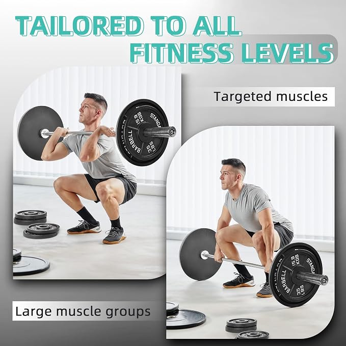 Fitvids 2 Inch Olympic Barbell Weight Plates Set, 255 LB(2.5-45 LB) Barbell Weight Set for Home Gym Strength Training
