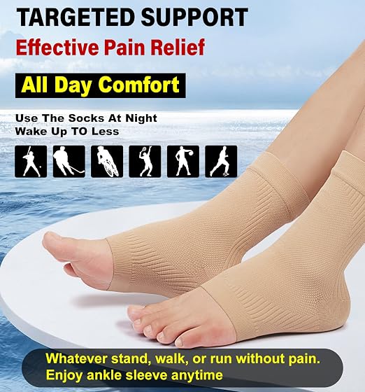 KEKING Ankle Brace Compression Sleeve – Plantar Fasciitis & Achilles | Medical-Grade Compression for Heel & Arch Pain, Reduces Swelling & Speeds Recovery, for Running, Gym, Daily Wear
