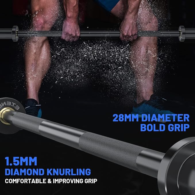 4FT Chrome Steel Olympic Barbell, 500LB | 20LB compact bar with 28mm knurled grip, bearing sleeves, 7.6-inch loadable length, and 2-inch plate fit