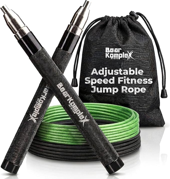 Bear KompleX Speed Jump Rope - Adjustable Tangle-Free Skipping Rope, Lightweight Handles, Smooth 360° Swivel Bearings, 2 Steel Cables, Free Carrying Case