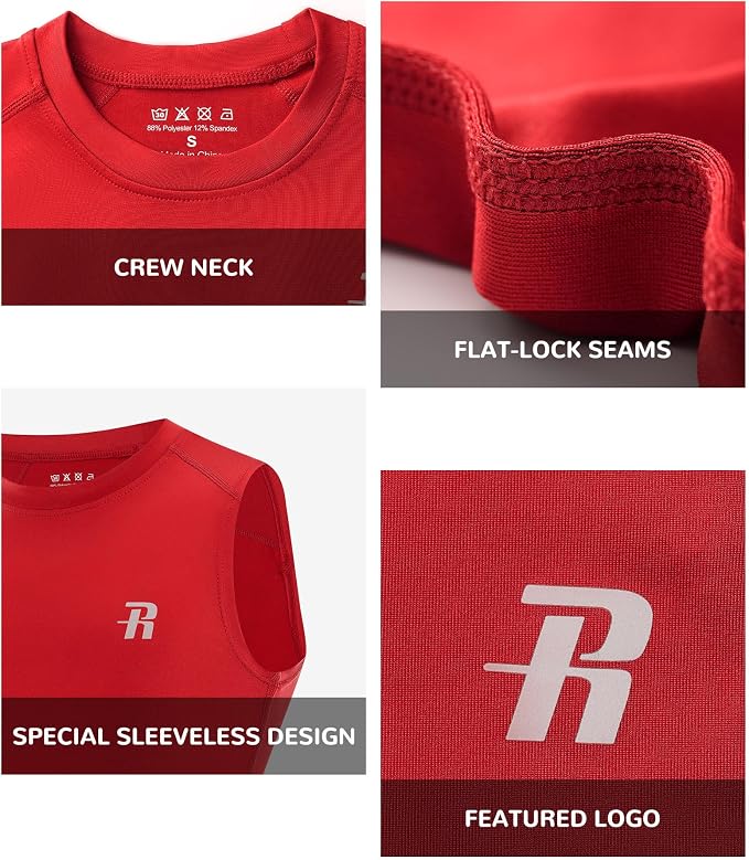 Runhit Boys Sleeveless Compression Shirt Kids Athletic Tank Tops Youth Quick Dry Undershirt for Football Basketball