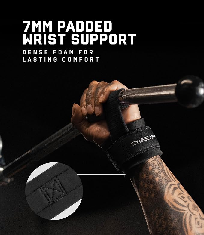 Gymreapers Weight Lifting Straps With Dowel - Wrist Straps for Weightlifting - Workout Deadlift Wrist Weights - Reinforced Stitching & Padded Fit Gym Accessories for Strength & Gym Hand Grip