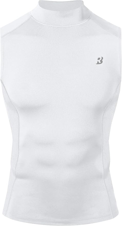 Roadbox Men's Compression Tank Top, Mock Turtleneck Sleeveless Shirt, Fitted Athletic Base Layer for Gym Workout