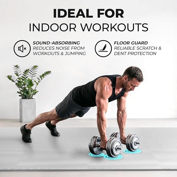 bemaxx Gym Mats Set - 48 pcs EVA Interlocking Foam Floor Tiles (24.4"x24.4"x0.4") 192 sqft Protective Gym Flooring Sports Home Workout Exercise Mats Puzzle Garage Fitness Play-Room Pool Treadmill Bike