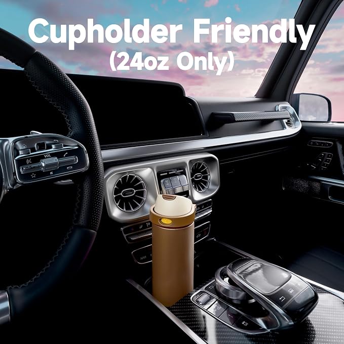 24 oz Insulated Water Bottle with Straw: Meoky Stainless Steel Metal Water Bottle with 2-in-1 Lid - Leak Proof, Cold for 24 Hours, Fits in Car Cup Holder, BPA-Free for Travel Sports Gym, Cocoa