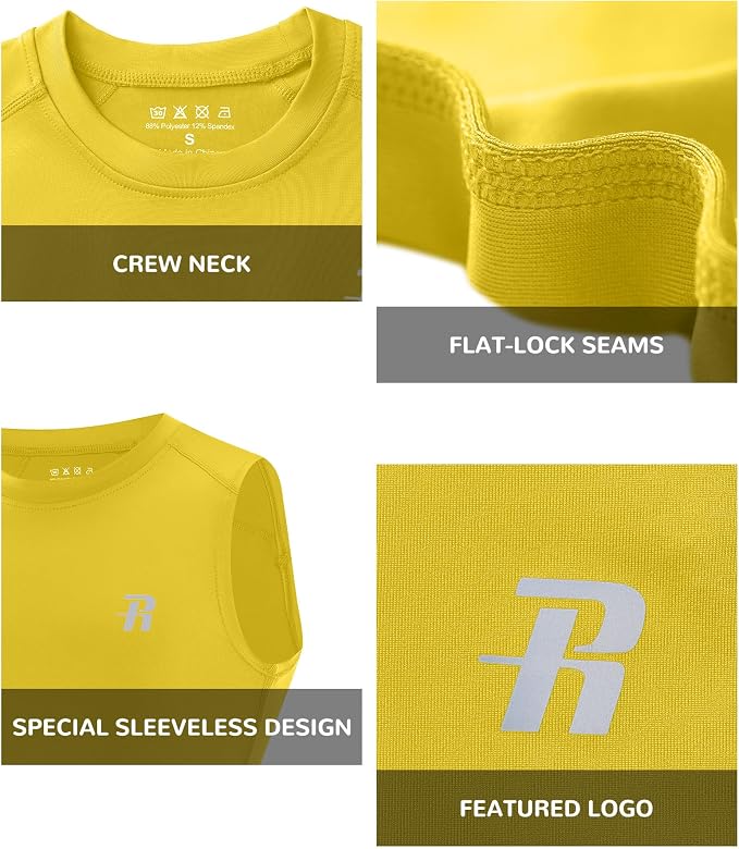 Runhit Boys Sleeveless Compression Shirt Kids Athletic Tank Tops Youth Quick Dry Undershirt for Football Basketball