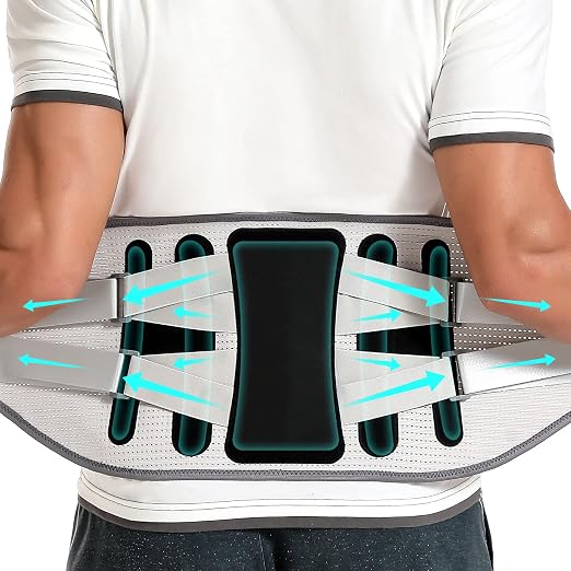 Back Brace for Lower Back Pain - Lumbar Support with Bionic Support System, Adjustable Belt for Men Women, Relieves Sciatica, Herniated Disc, Scoliosis, Posture Correction for Workout, Daily Use, Heavy Lifting(Black,Medium)