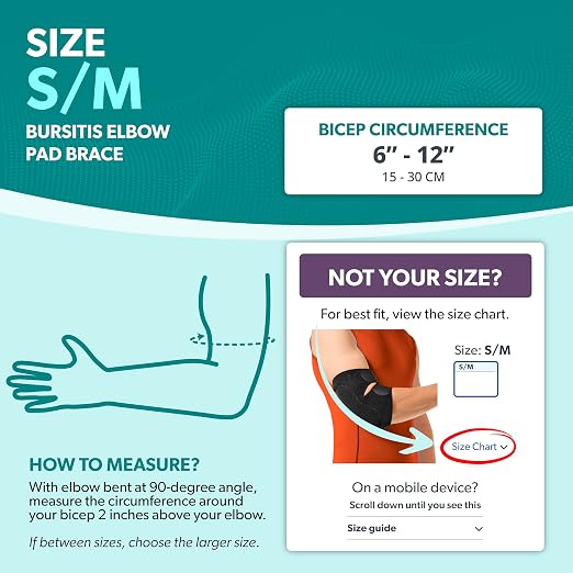 BraceAbility Bursitis Elbow Pad Brace | Compression Arm Sleeve Wrap with Padded Soft Support Cushion for Olecranon Joint Pain, Bursa Protection, Arthritis & Tendonitis Relief (S/M)