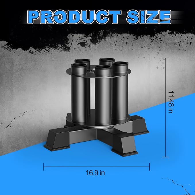 EVERYMATE Vertical Barbell Rack - Heavy-Duty Steel Organizer, Barbell Holder Floor Stand, Fits 2" Olympic Bars with Scratch-Resistant Inserts, Space-Saving for Home/Garage/Commercial Gym
