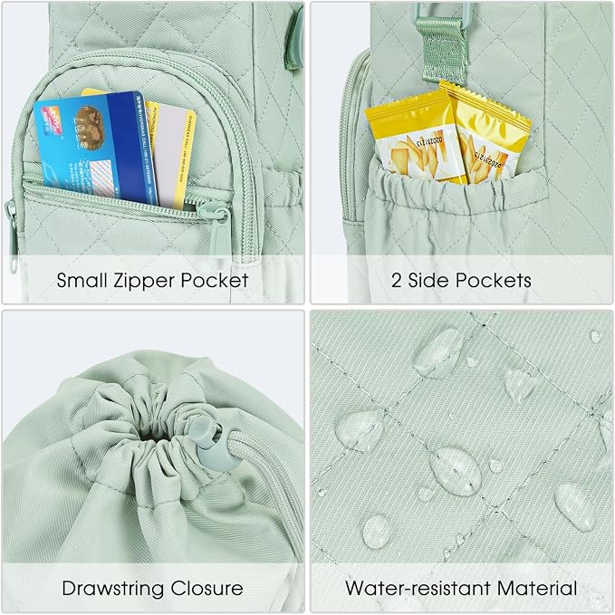 sportsnew 40oz Insulated Crossbody Water Bottle Bag Gym Hiking Phone Pocket | Water-resistant Lining, Padded Strap, Top Handle, Drawstring, Phone Pocket, Elastic Slots, Built-In Key Clip for Gym Walking