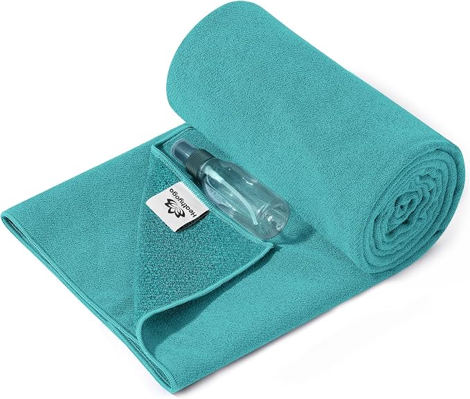 Heathyoga Yoga Mat Towel Non Slip for Hot Yoga Towel with Silicone Grip & Free Spray Bottle, 72"X26" Extra Large Microfiber Yoga Towel for Bikram, Pilates, Fitness