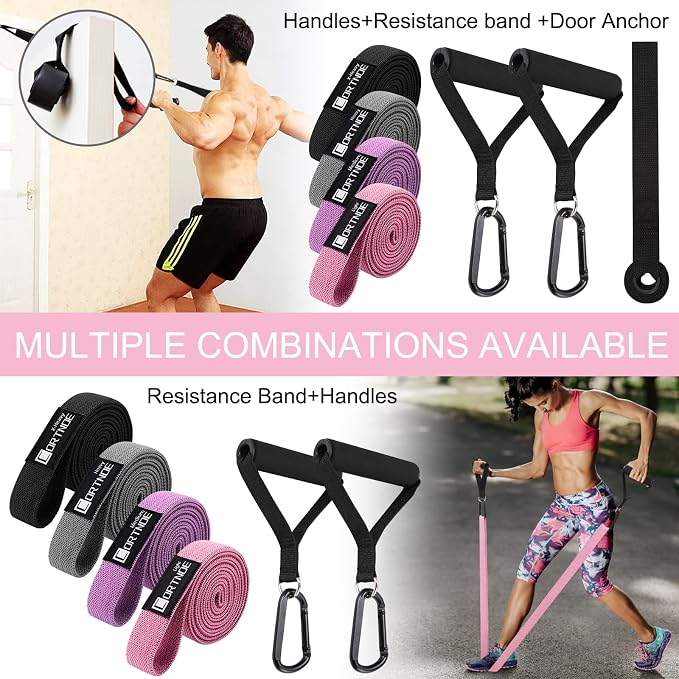 Resistance Bands with Handles,Pull Up Bands Fabric Long Resistance Bands Set of 10 Long Workout Bands with Door Anchor, Handles, Exercise Bands for Working Out, Weight Training