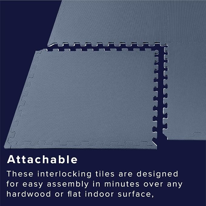 We Sell Mats 1/2" Thick Multipurpose EVA Foam Exercise Floor Mat, Interlocking Tiles, Anti-Fatigue for Home or Gym, 24 in x 24 in, 25 Tiles, Navy