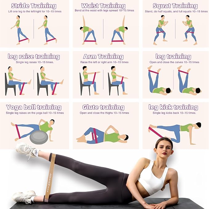 Resistance Loop Exercise Bands, Resistance Bands Exercise Bands for Home Fitness, Stretching, Strength Training, Physical Therapy,Elastic Workout Bands for Women Men Kids, Set of 5