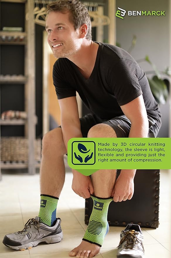 Benmarck Achilles Tendon Support Brace, Plantar Fasciitis Sock, Ankle Compression Sleeve For Running, Tendonitis and Flat Feet Relief