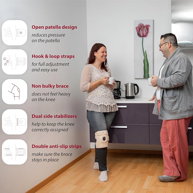 KARM Plus Size Knee Brace for Women & Men Plus Size - Adjustable Knee Support Brace for Meniscus Tear, Arthritis Pain, Compression with Side Stabilizers - Obese People (XL/XXL/3XL Beige)