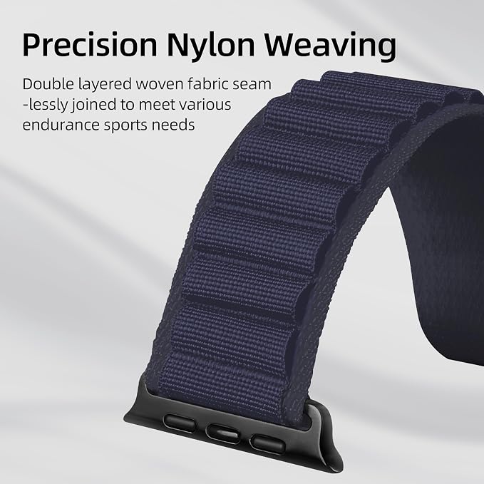 Alpine Nylon Sport Bands Compatible with Apple Watch Ultra Band 49mm 46mm 45mm 44mm 42mm Men Women, Stretch Loop Strap with D-Hook for iWatch Series 10 Ultra SE 9 8 7 6 5 4 3 2 1 (B-Navy Blue, 38mm/40mm/41mm/42mm(Series 10))