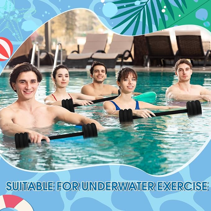 Soulchen Long Aquatic Exercise Dumbbells Pool Exercise Foam Water Weights Dumbbell Aquatic Pool Barbells with High Density EVA Foam for Swim Water Aerobics Workouts Loss